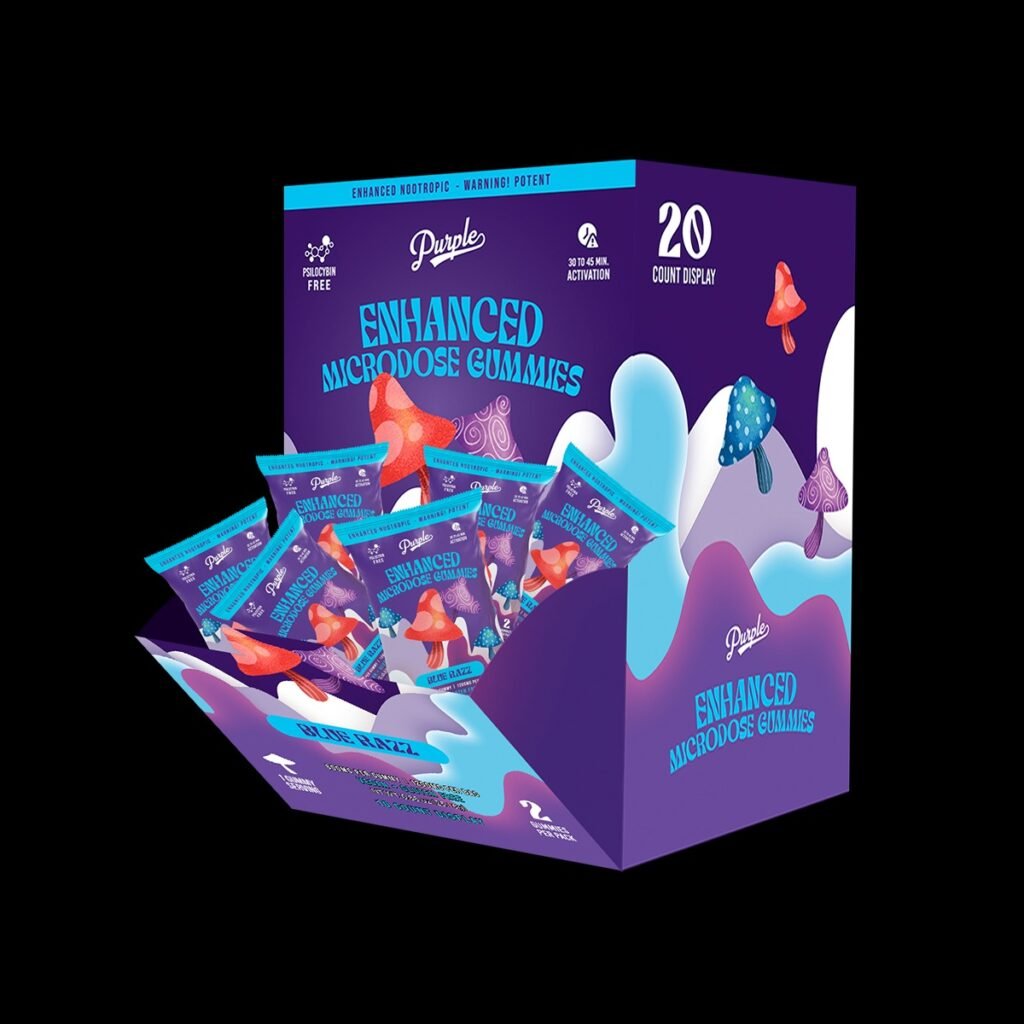Buy Purple Mushroom Enhanced Microdose Gummies Blue Razz