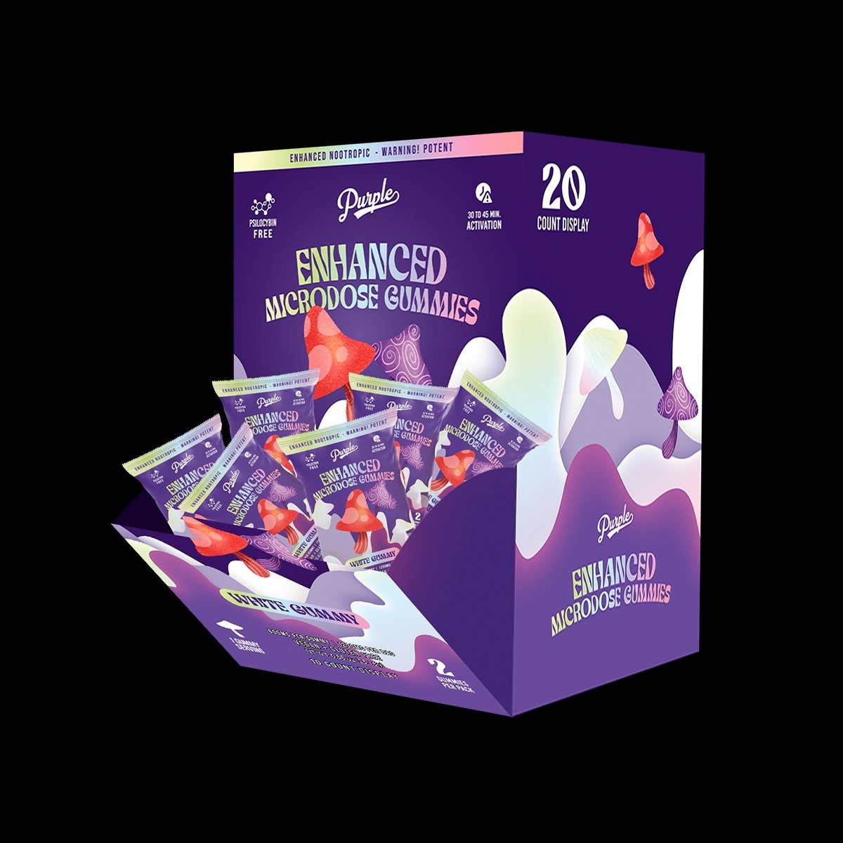 Purple Mushroom Enhanced Microdose Gummies White Gummy
